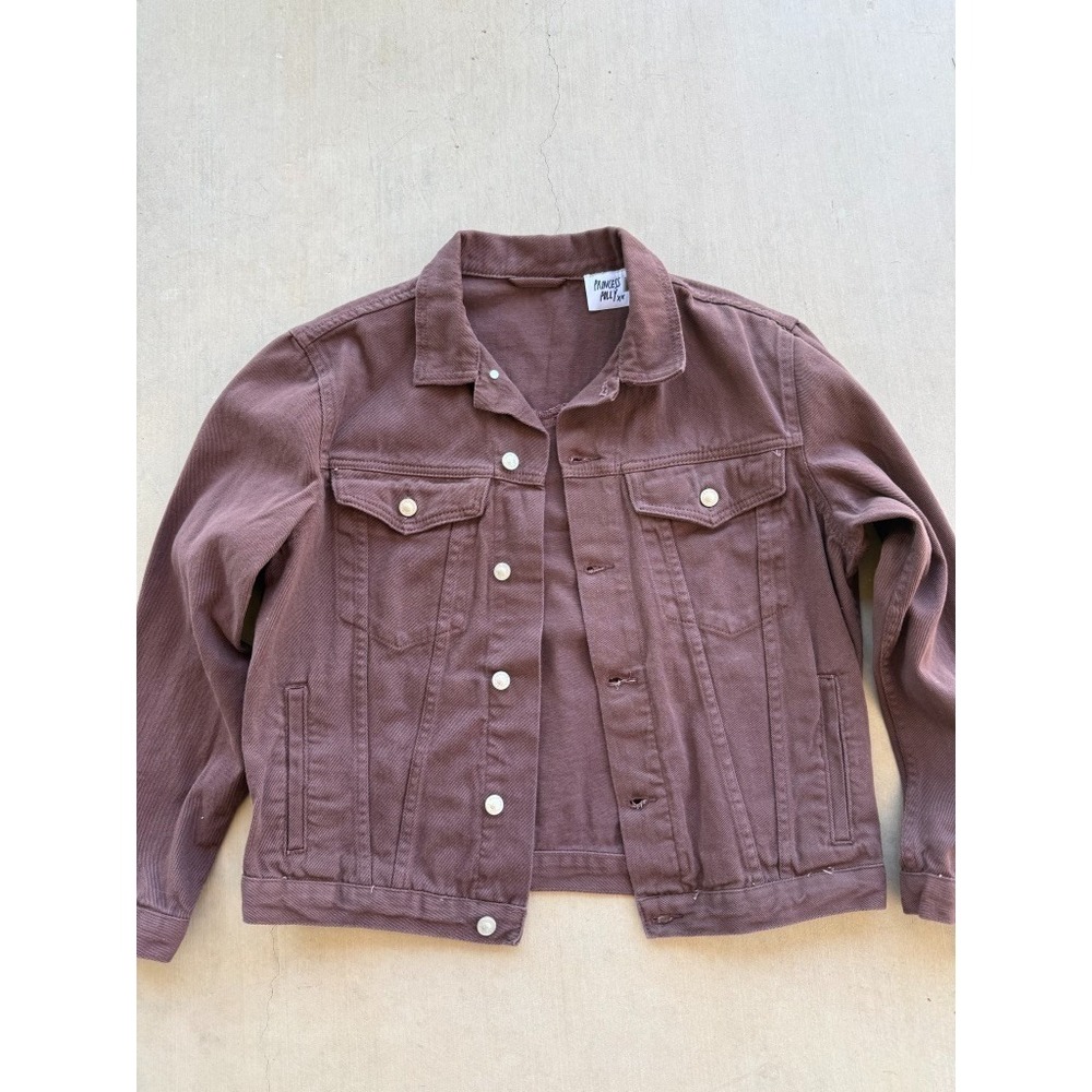 Princess Polly Brown Cropped Denim Jacket XS/S Western Trucker Y2K - Picture 2 of 8